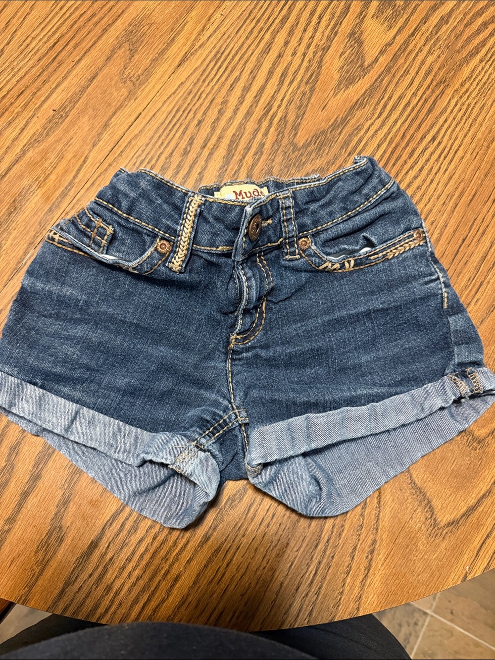 Mudd Girls Dark Blue Denim Rolled Hem Shorts